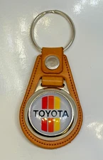 High Quality 100% tan leather RETRO TOYOTA KEYCHAIN GREY