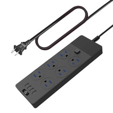 3 Prong to 2 Prong Outlet Adapter, 6 Wide Spaced AC Outlets with 4 USB A Port...