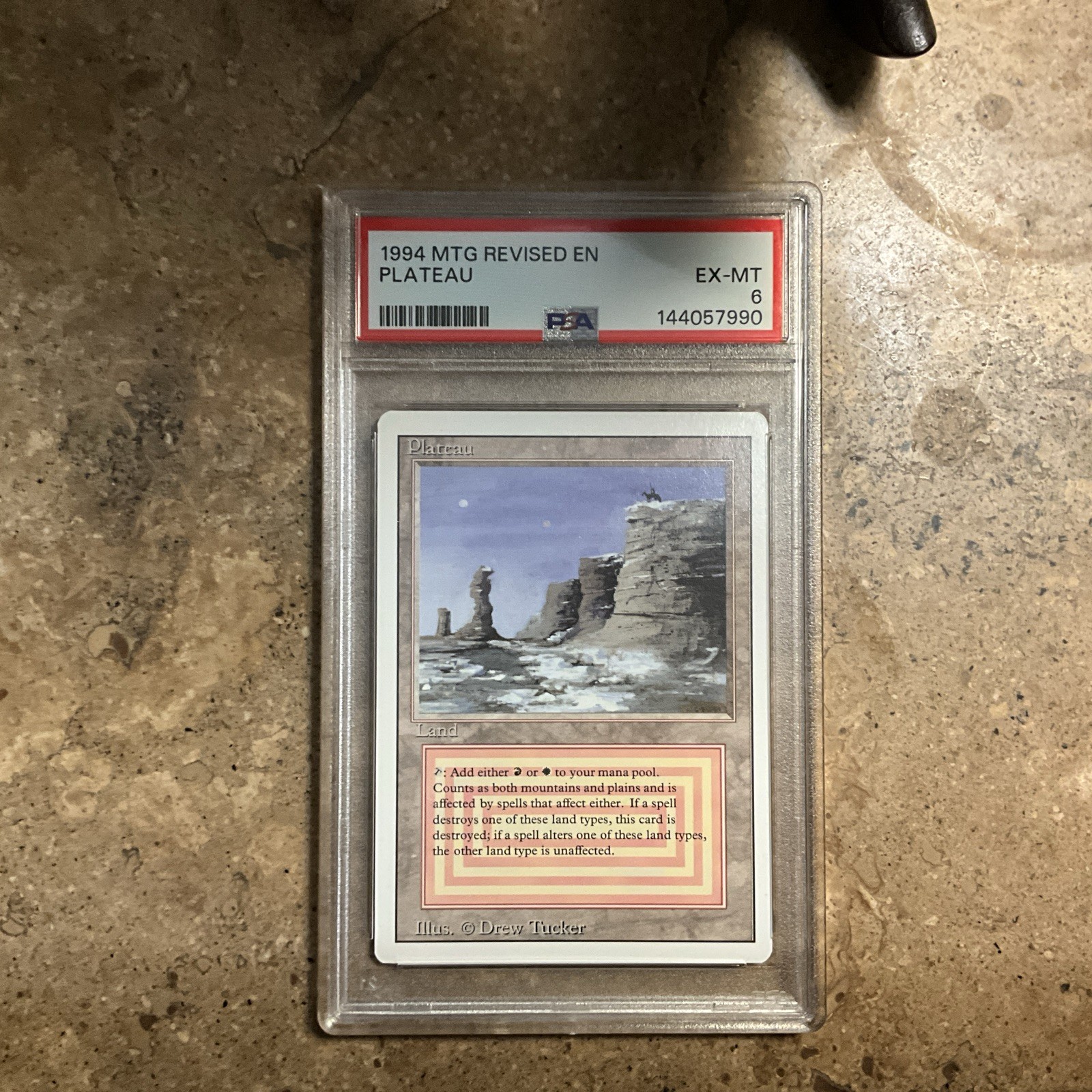 1994 Magic the Gathering MTG Revised Edition Plateau PSA EX-MT 6 view 1