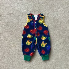 GYMBOREE NEWBORN RAINBOW TAG VINTAGE ONE PIECE OUTFIT, FLEECE, ANIMAL FACES