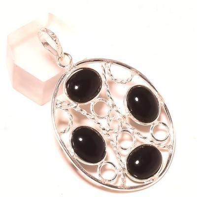 Handgefertigter ethnischer einzigartiger schwarzer Onyx Edelstein Design Schm...