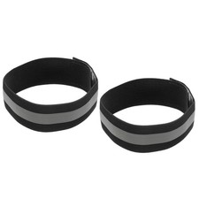 Reflective Bands for Arm Wrist Ankle Leg 14x1.5 Inch Strip Wide Black 2 Pack