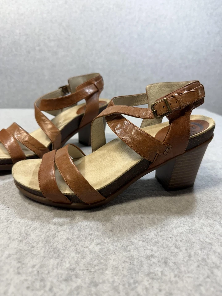 Abeo Biana Shoes Womens Size 7 Brown Leather Block Heel Strappy Sandals Comfort - Image 2 of 4