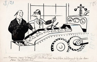 Louis Frick Origami Japan Technik Zeichnung drawing dessin signiert 1960