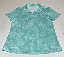 Nike Women's Golf Polo Shirt Size Medium Dri-FIT Green Floral Print Short Sleeve