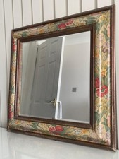 Vintage Cottage Core Wooden Floral Wall Mirror Country Grandmacore 17 Inches