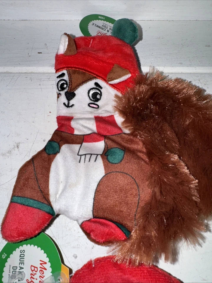 Lote If 4 Feliz y Brillante Navidad Flattie Juguetes para Perros Pequeños Arrugas y Chirridos Foto 3 de 4