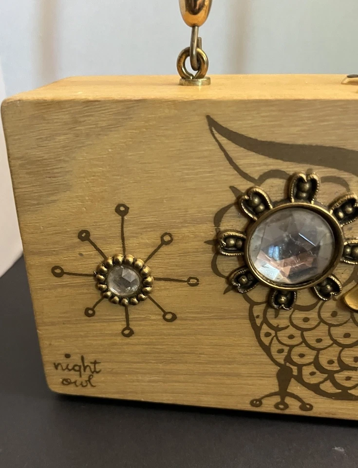 Collins Of Texas  Vintage 60s (Night Owl) Wooden Box Purse - Image 3 of 4