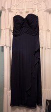 Davids Bridal Bridesmaid Strapless Dress Marine/Navy Size 10