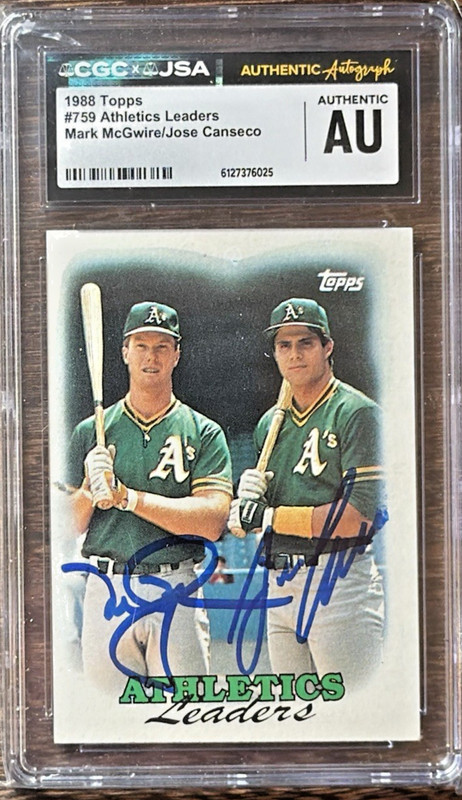 1988 Topps #759 McGwire Canseco Dual Auto CGC JSA Authentic Athletics