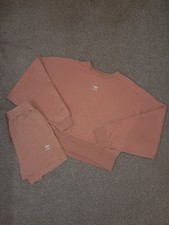 Adidas Originals Womens Tracksuit Size 10 Orange Pullover Sweatshirt Shorts Set