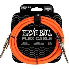 6416 Ernie Ball FLEX Straight to Same Guitar Instrument Cable 10 Foot Orange