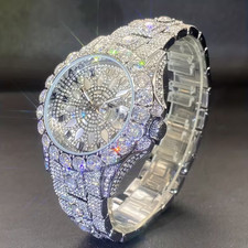 Custom Bling Luxury Ice out Bust Down Men's Watch Iced Simulated VVS Cz Diamond