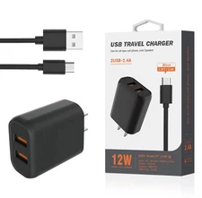 Reiko Micro Portable Travel Home Charger With Built In Cable In Black