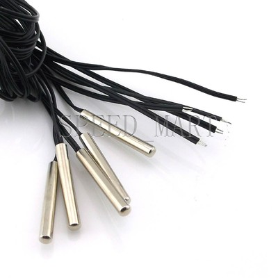 5pcs NTC 10K Ohm 1% 3950 Thermistor temperature sensor Cylinder Probe 1.5m Wire