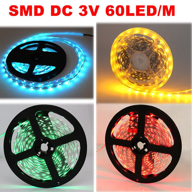 DC 3V Button Battery Power LED Strip Light RGB SMD 60LED/M Flex Tape TV Lighting - Image 2 of 4
