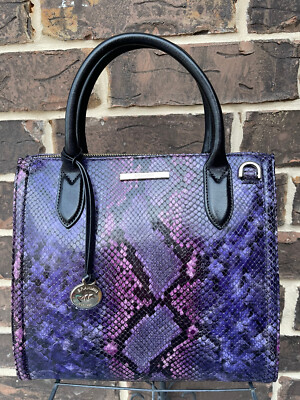 NWT $495 Brahmin Purple Potion Winterlight Small Caroline Satchel snake 