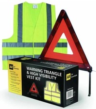 AA Foldable Warning Triangle & High Vis Visibility Vest Jacket Emergency Kit New