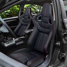 2023 2pcs Universal Racing Seats Pvc Leather Black Reclinable Bucket Sport Seats 2023 2pcs Universal Racing Seats Pvc Leather Black Reclinable Bucket Sport Seats