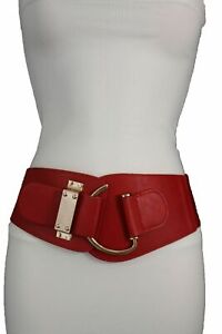 New Women Fashion Red Corset Belt Hip High Waist Elastic Wide Stretch Size S M