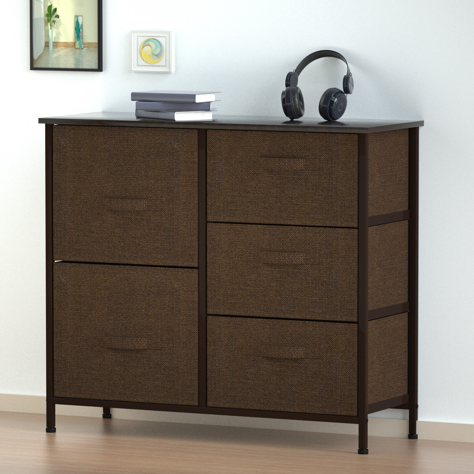 5-Drawer Fabric Dresser Tower for Bedroom, Hallway, or Closet Storage-image