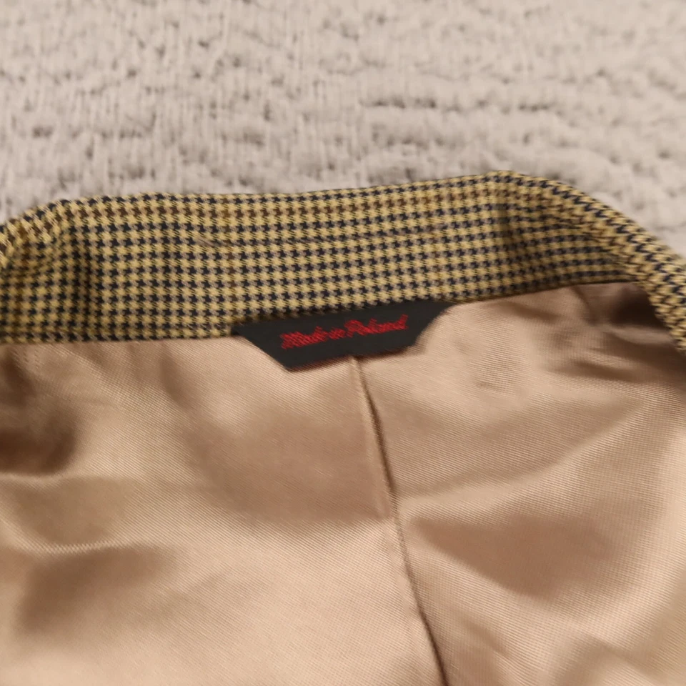 Jos A Bank Jacket XL XLT Beige Gun Club Check Houndstooth 100% Wool Blazer 46L - Image 3 of 4
