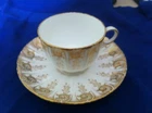 Antique English Porcelain - DAVENPORT Hand Painted Gold Swags Cup & Saucer C1870
