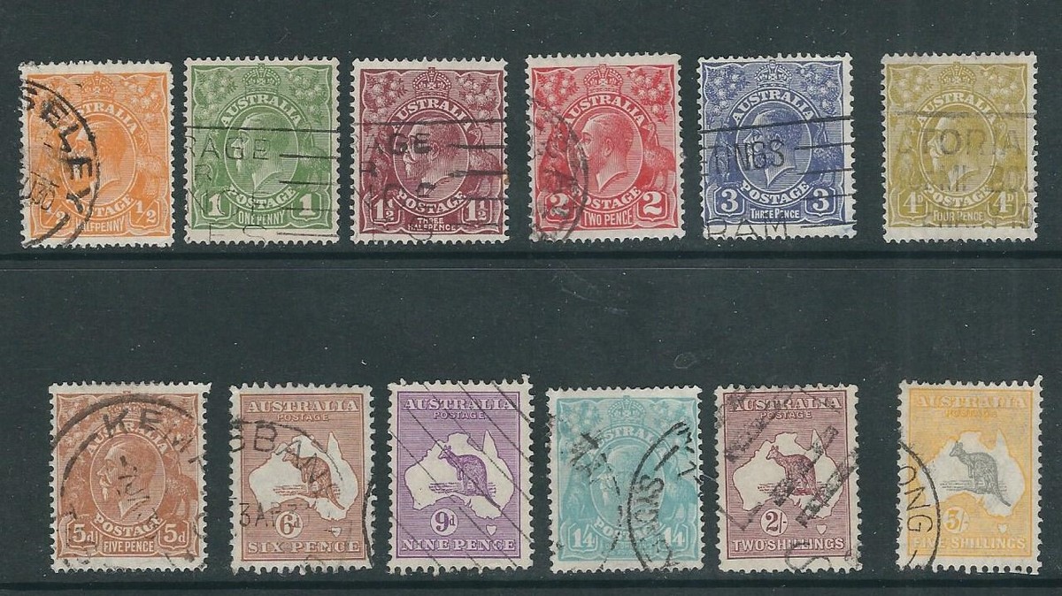 AUSTRALIA 1931-36 KANGAROO (Scott 113-126 to 5sh) F/VF USED zy20
