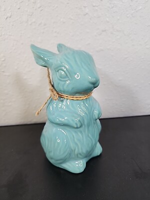 Inspirations from Hallmark Blue Green Ceramic Easter Bunny 6 1/4'' Tall Spring