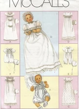 3063 McCalls Sewing Pattern UNCUT Infant Christening Gown Rompers Bonnets Babies