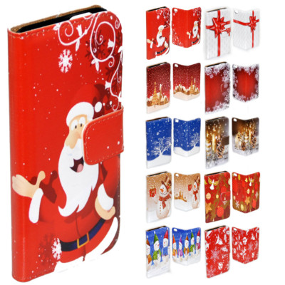 For Samsung Galaxy Series Christmas Theme Print Wallet Mobile Phone Case Cover 2
