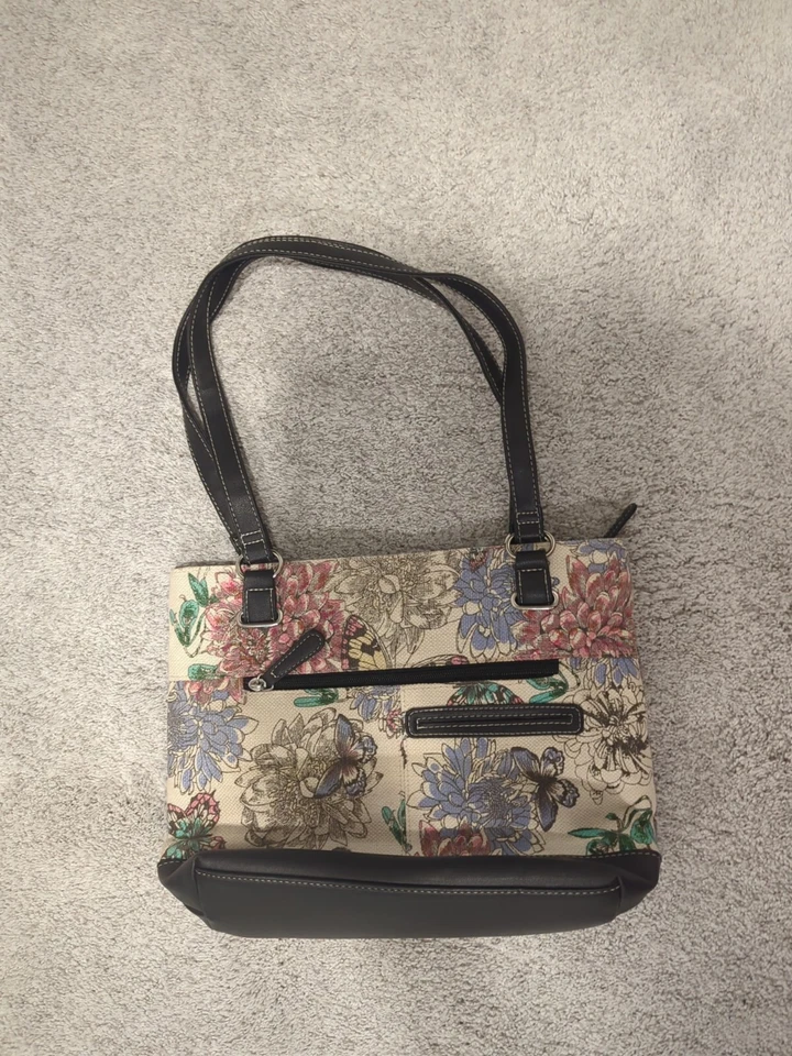 Bolsa de mão feminina Stone Mountain borboleta flor bolsa de ombro média - Imagem 2 de 4