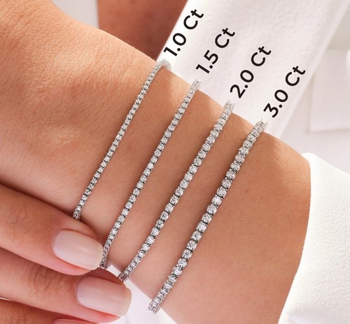 Brand New 14k White gold 2ct Round Cut Lab Grown E/VS1 Diamond Tennis Bracelet - Picture 4 of 5