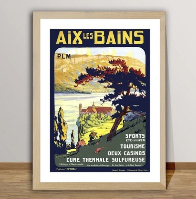 Aix Les Bains, France Vintage Travel Poster - Poster Paper or  Print
