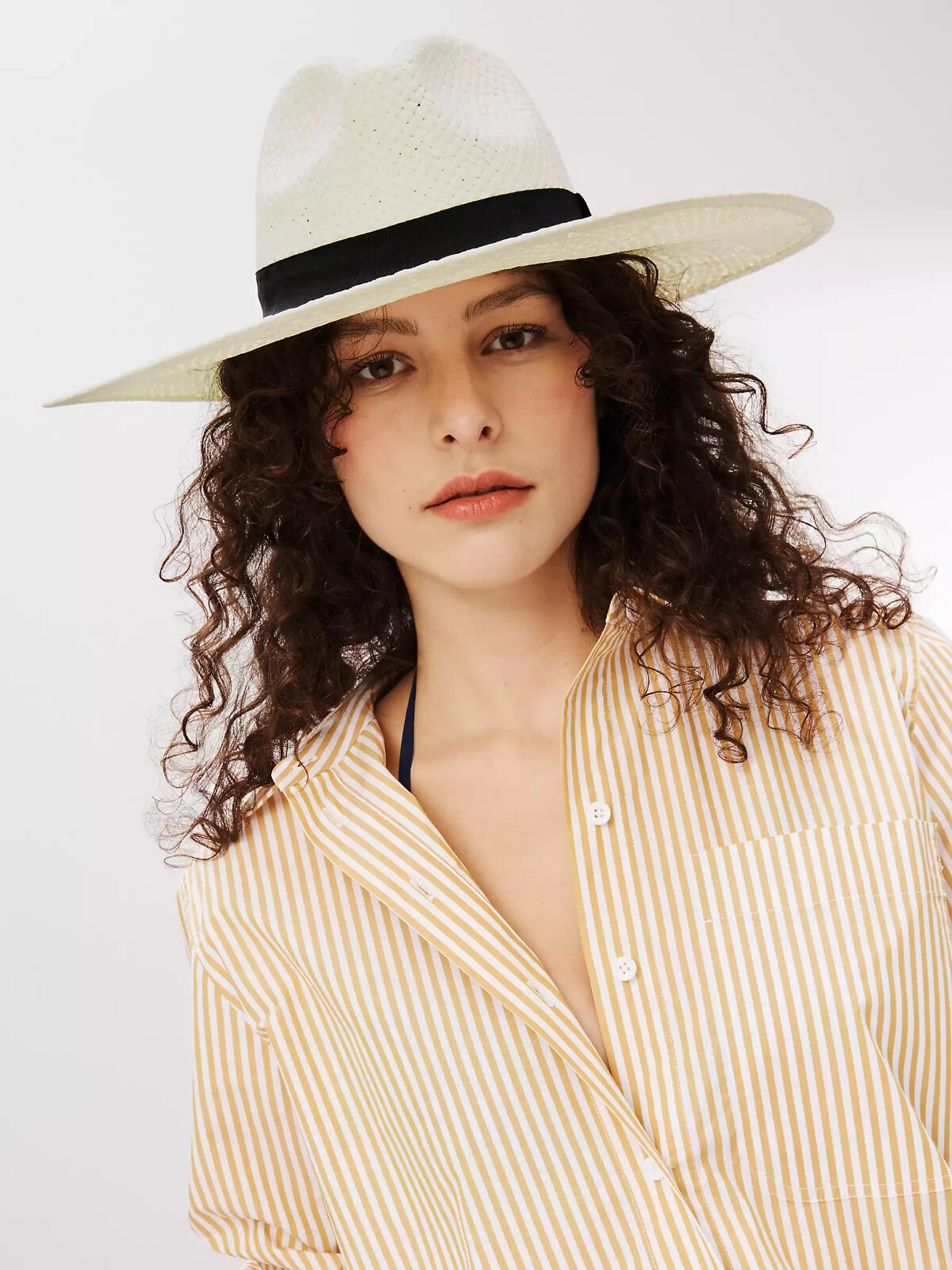 John Lewis Fedora Hat One Size Neutral Paper Wide Brim Adjustable BNWT RRP£30