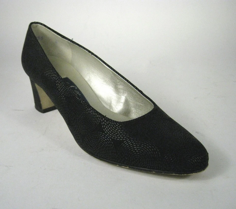Zapatos Selby Negro Tela Bomba Mujer Patrón Puntada Talla 7 1/2 EE. UU. A Ancho 7.5 Foto 2 de 4