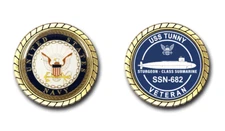 U.S. Navy USS Tunny SSN-682 Silhouette Veteran Challenge Coin