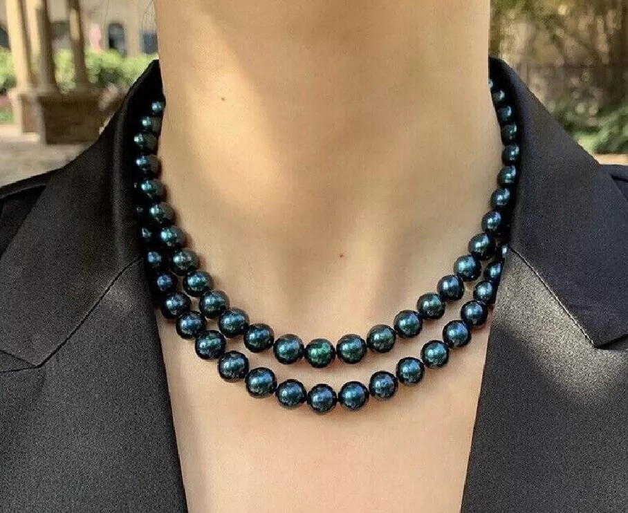 Black Pearl Necklace, Tahitian Pearl Black Magic - Surat Diamond