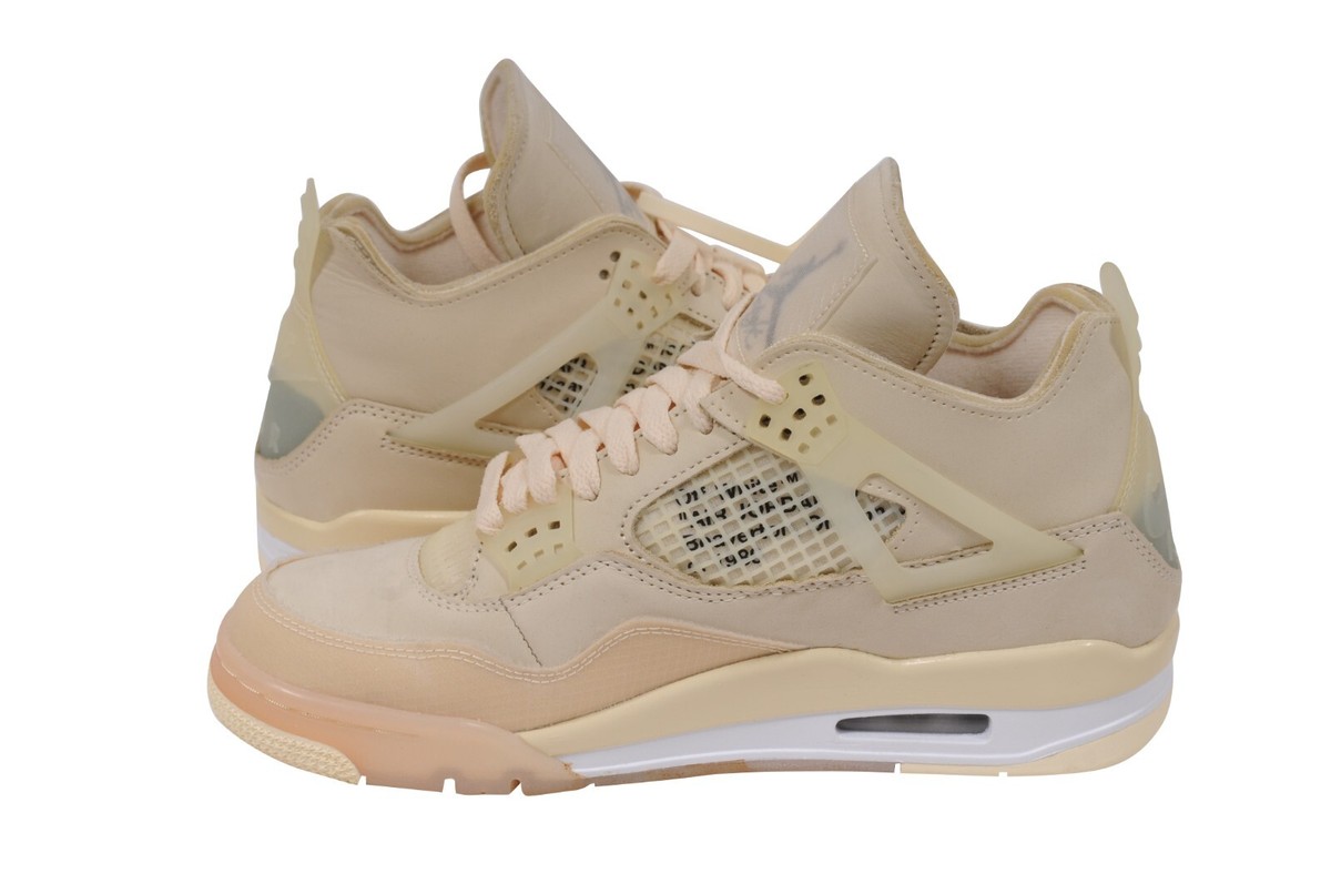 Nike Off White Women Air Jordan 4 Retro SP Sneakers US 8.5W Sail