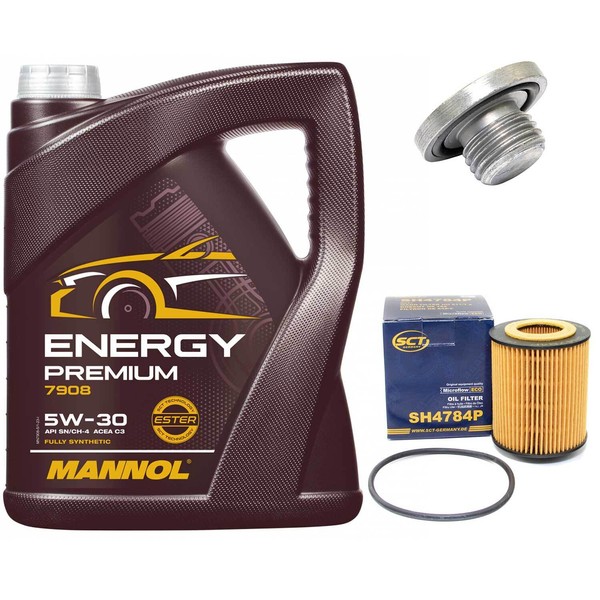 MotoröL Set 5W-30 5 Liter + ÖLfilter + Schraube FüR Opel Vectra C Saab 9-3 1.8-image