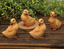 NEW PRIMITIVE FARMHOUSE DUCKLINGS RESIN 2"Hx3"W"x3"D 4pc Collectible Assorted