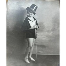 Vintage B W Photo Little Girls Dance Costume Top Hat Carol Wagoner 1936 8x10