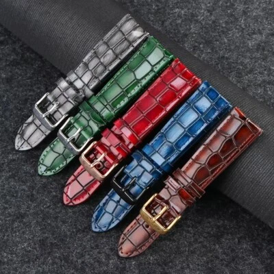 Bracelet de Montre Ceinture Serpent Poli Rouge Vert Bleu Gris 18mm 20mm 22mm - Photo 1/4