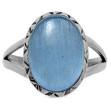 Premium Quality Blue Quartz 925 Sterling Silver Ring s.7 Jewelry R-1074