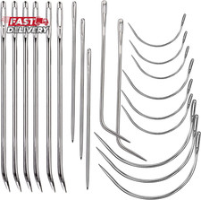 20 Pcs Leather Sewing Needles,Heavy Duty Sewing Needles Kit Include Curved Leath