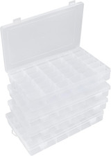 Bead Organizer 36 Grids 4 Pack Clear Plastic Parts Organizer Box 3600 Tackle Box