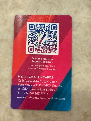 Hyatt Ziva Los Cabos All Inclusive Resort Hotel Room Key Card - Afbeelding 2 van 2