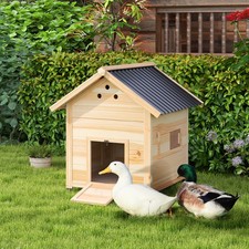 PawHut Wooden Duck House, Poultry Coop with Double Doors, Openable Roof