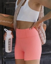Free People Movement Women's Never Better Bike Shorts Neon Coral Size Large NWT