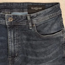 The Perfect Jean NYC Men’s Size 36 35"x25" Dark Blue Slim Fit Stretchy Hemmed.